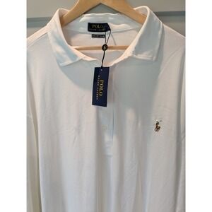 Polo Ralph Lauren 4XLT Tall White Pima Soft Touch Long‎ Sleeve Polo Shirt